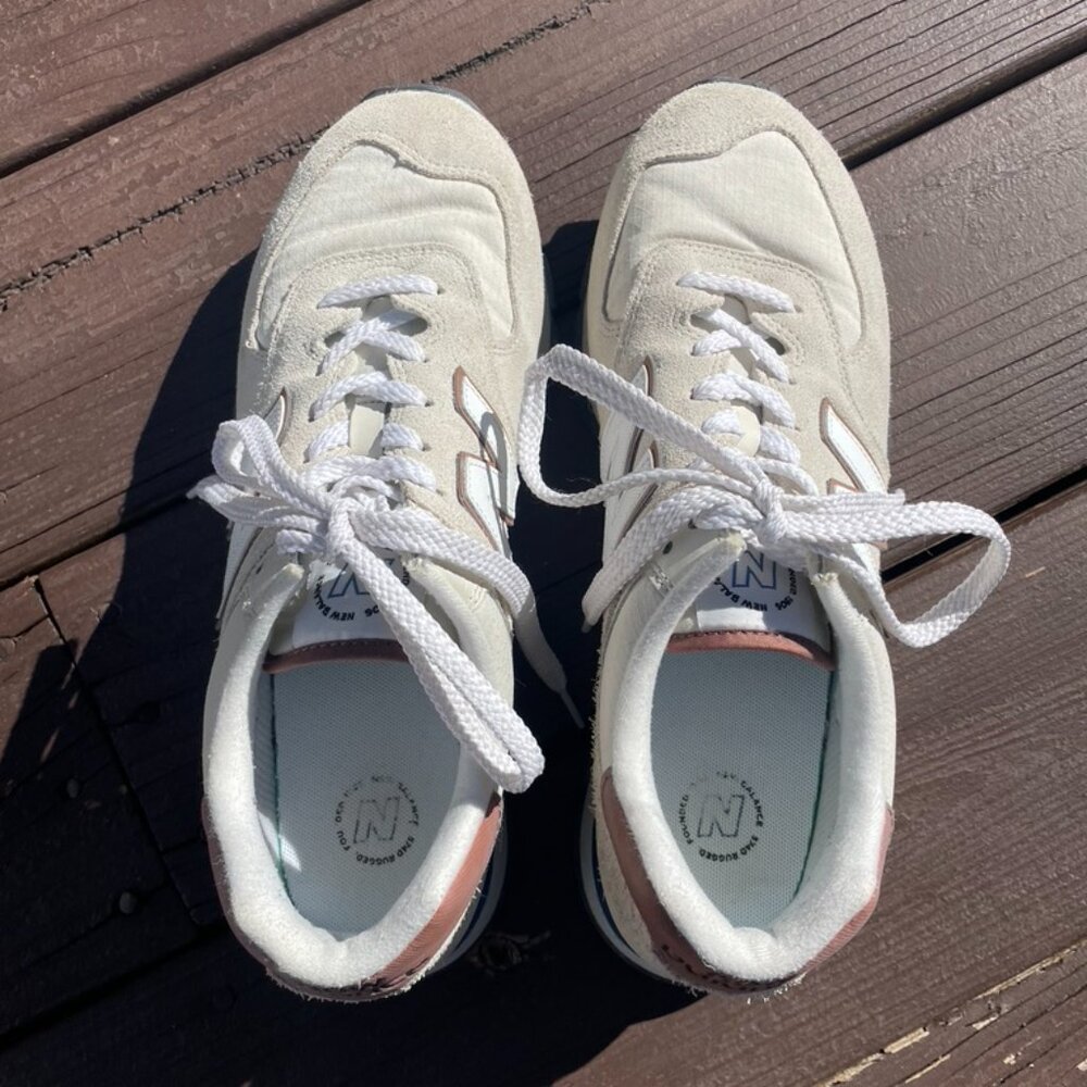 Men's Size 9.5 New Balance 574‎ Rugged White Brown - Picture 3 of 7